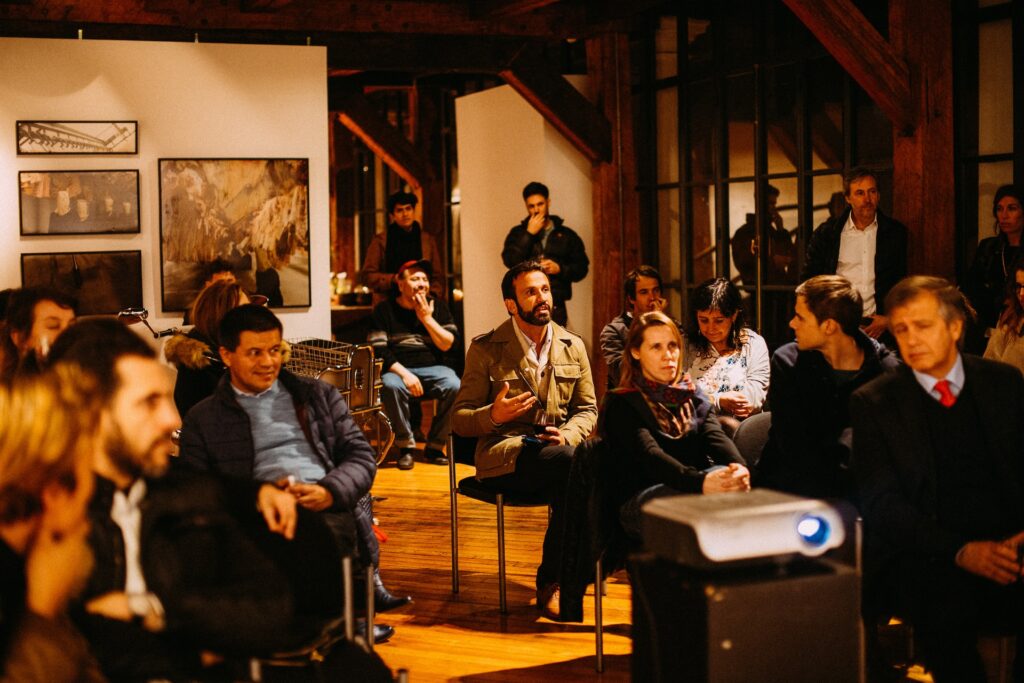 A private event, within an art gallery.